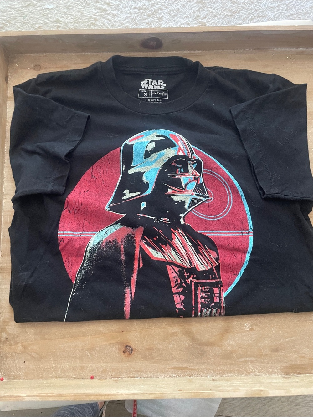 Star Wars Black Tee with Red & Teal Darth Vader Graphic We Love Fine